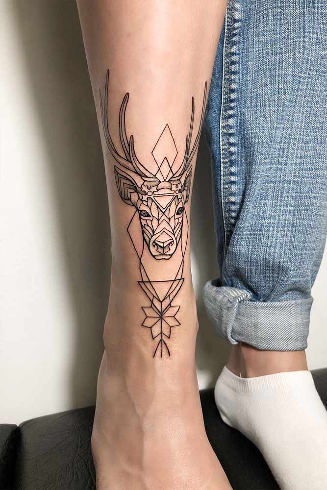 I Know The Mysteries Of Life #deertattoo #legtattoodesign