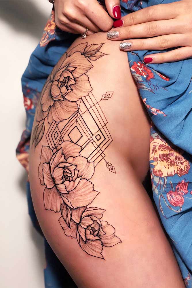 Complicacy Is Hidden Behind My Delicacy #flowertattoo #legtattoodesign