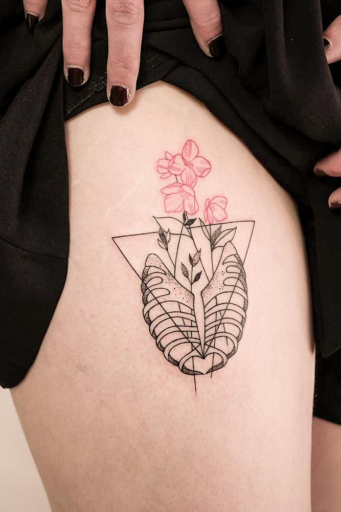 Flower From A Heart #thightattoo #flowertattoo