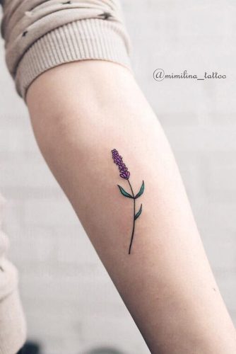 Arm Lavander Flowers Tattoo Design #armtattoo