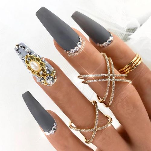 Luxury Rhinestones Bottom #longnails #rhinestonesnails