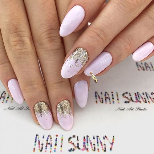 Delicate Piercing Accent For Unusual Mani #pinknails #ombrenails #glitterombre #piercingnails #nailpiercing