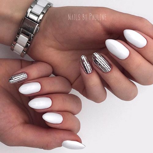 Marvelous Almond Nail Shape For Extra Chic Manicure #almondnails #longnails #whitenails #sequinsnails