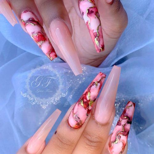 Marble Nail Design #longnails #marblenails