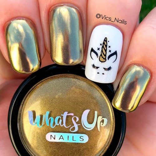 Gold Unicorn Nail Art #chormenails #unicornnails
