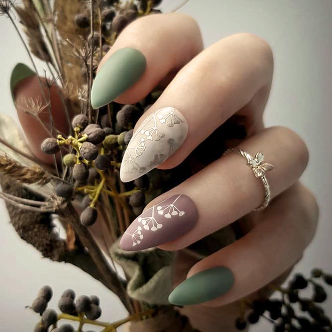 Mountain Peak Shape For Fashionable Ladies #mattenails #floralnails