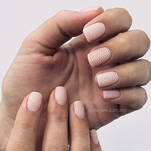 Short Square Shape For Those Who Do Not Like Longer Nails #squarenails #shortnails #stampingnails #mattenails #nudenails