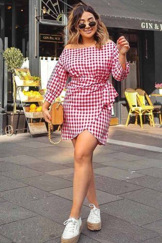 Plaid Off The Shoulder Short Dress #printdress