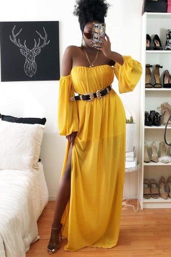 Maxi Yellow Off The Shoulder Dress #maxidress