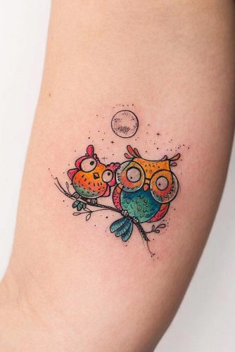 cute owl tattoo flash