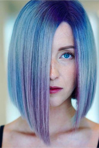 Blue Straight Hair Bob Cut #bluebob #bobhaircuts