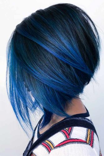 Short Inverted Bob Haircut For Straight Hair #invertedbob #bluebob