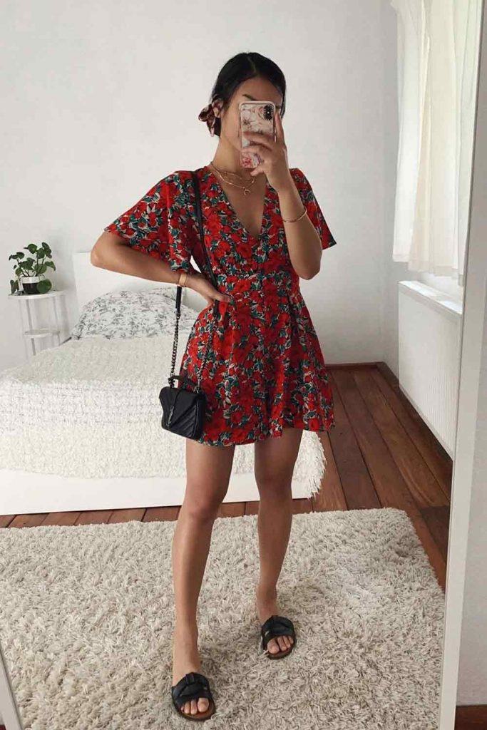 Short summer Dress With Floral Print #floraldress