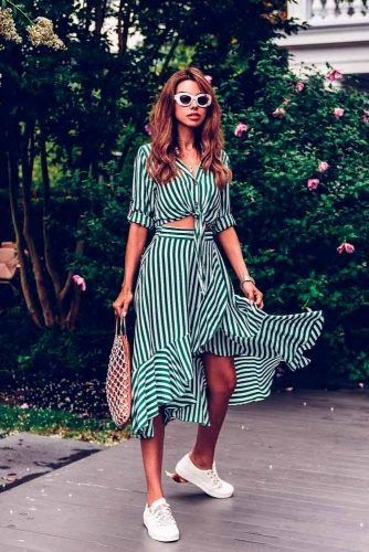 Green And White Suit With The Skirt #summersuits #summerlook