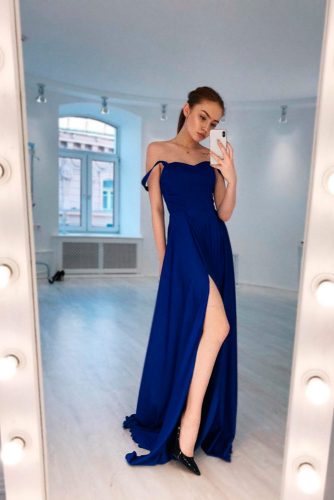 Multi Shoulders Off Maxi Dress #bluedress #maxidress