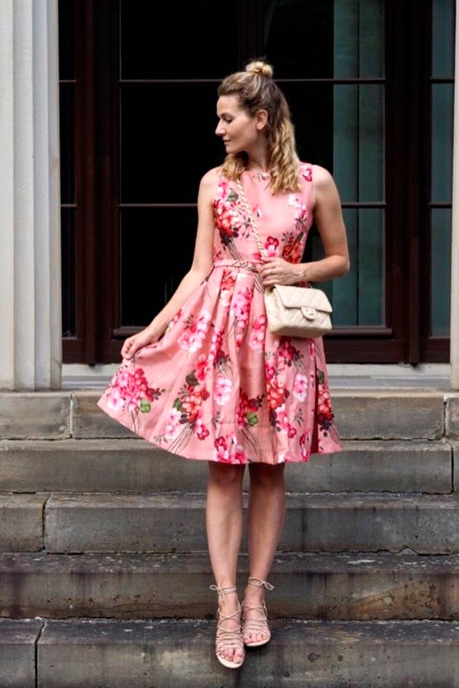 Bright Floral Print Dress #pinkdress