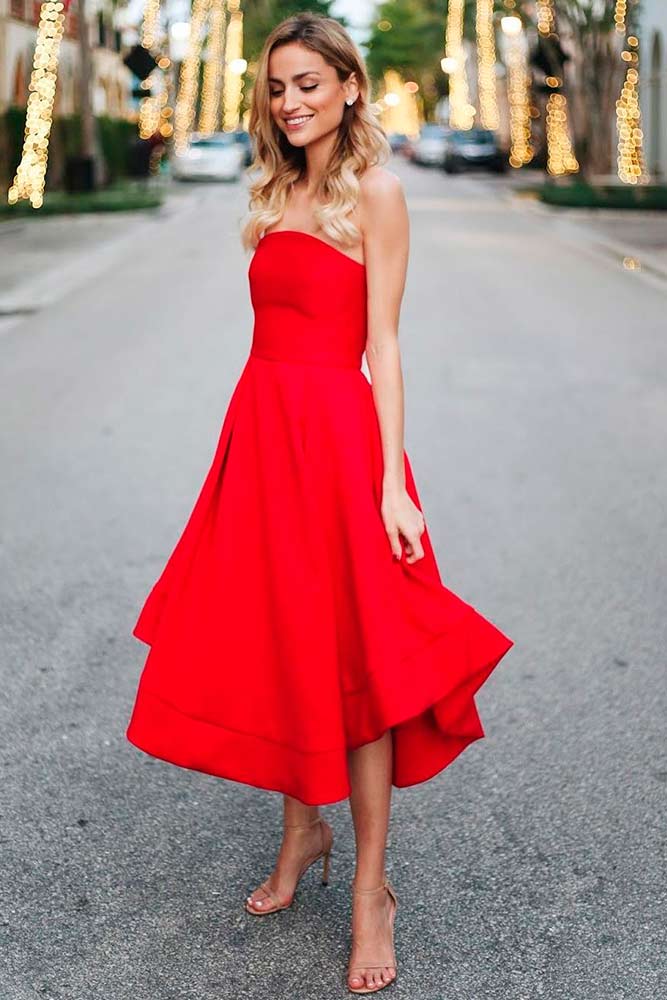 Red midi dress for 2024 wedding