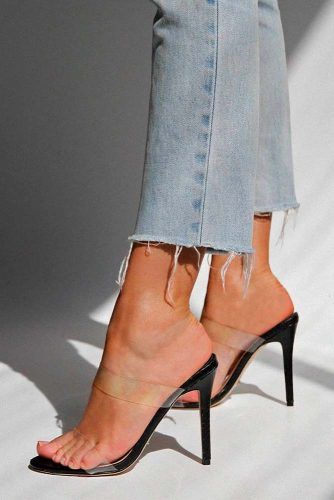 Open Back Heels With Clear Straps #openbackshoes #summershoes