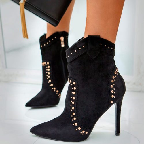 Modern High Heeled Boots With Gold Studs #fallshoes #boots #heeledboots