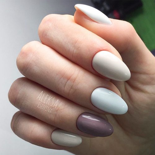 Simple Nail Designs In Pastel Shades #nudenails #ovalnails