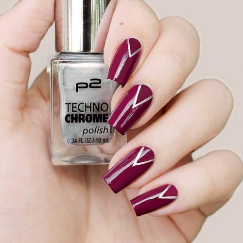 Choose Burgundy V Design And Look Irresistible #burgundynails #stripednails