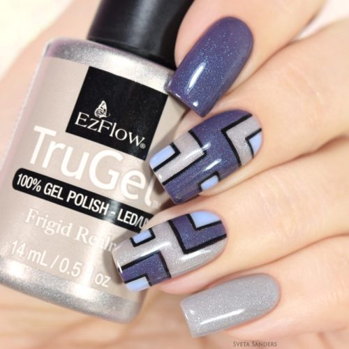 Strict Geometry In Shades Of Grey #greynails #geometricnails