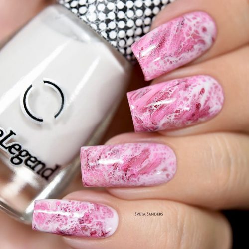 Pink Marble Nails For Dreamy Girls #pinknails #marblenails