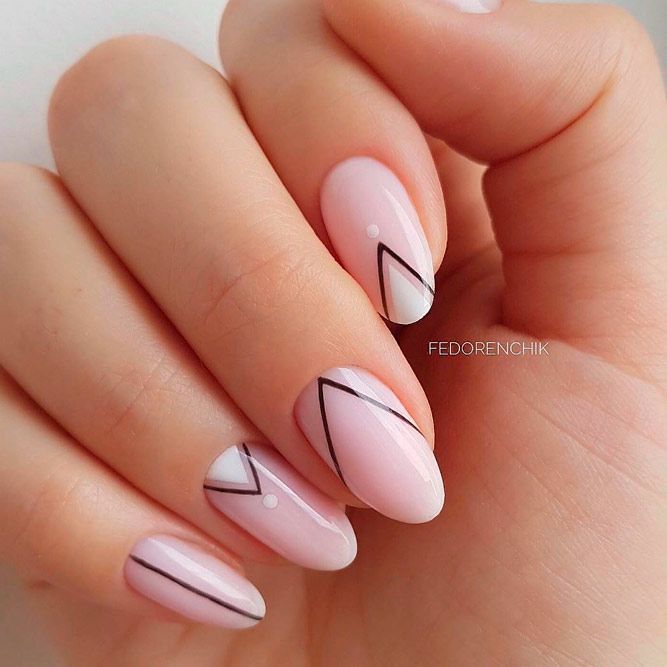 Fabulous Nails In Classy Color Combination #nudenails #geometricnails