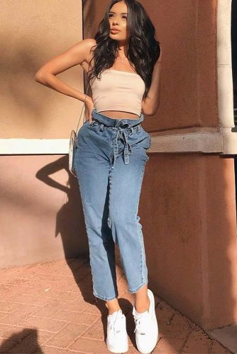 Stylish Modern Designer Jeans | Color : Ice Blue | Style Type : High Waist  Wide Leg Bell Bottom Jeans | Fabric : Premium Quality Denim Material.
