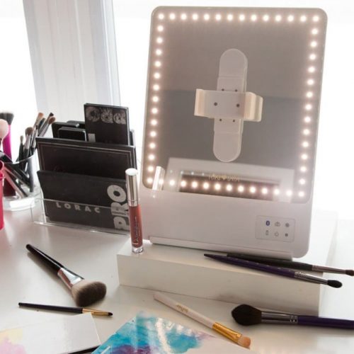 Smart Lighted Mirror With Magnetized Phone Holder #smartmirror #phoneholder