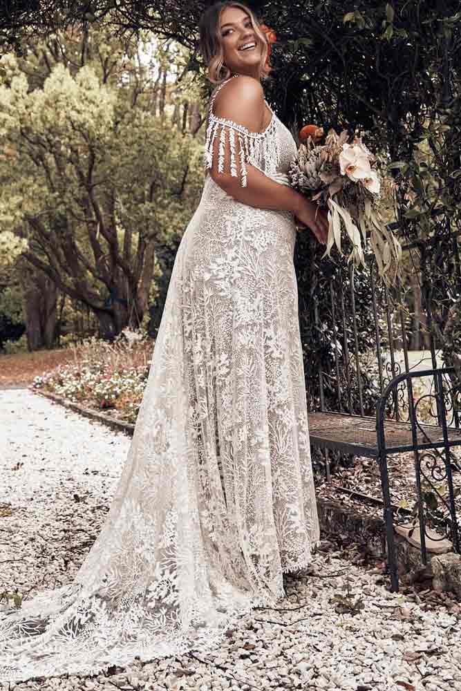 Boho Shoulder Off Dress Design #laceweddingdress 