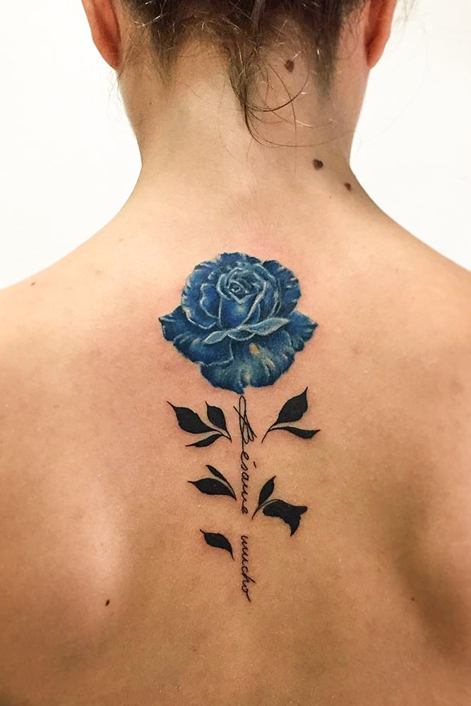 Blue Rose Tattoo Design For Back #blurosetattoo #backtattoo