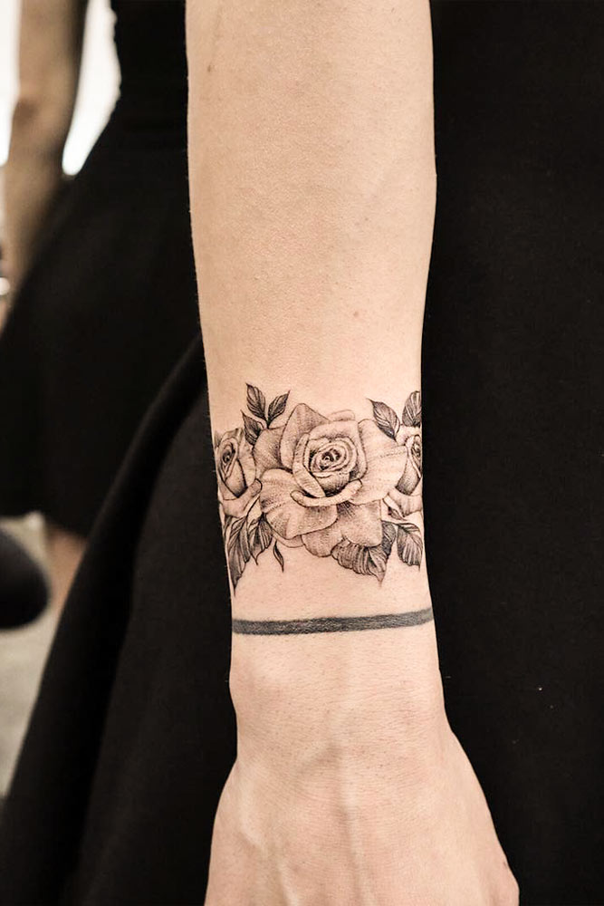 black rose wrist tattoos