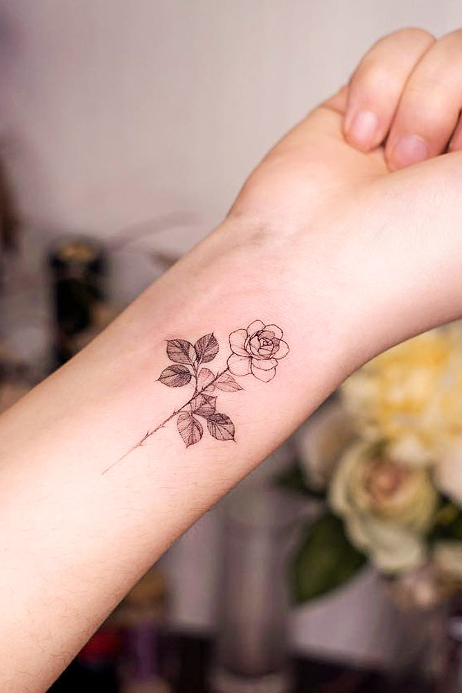Black Rose Tattoo Design For Wrist #wristtattoo