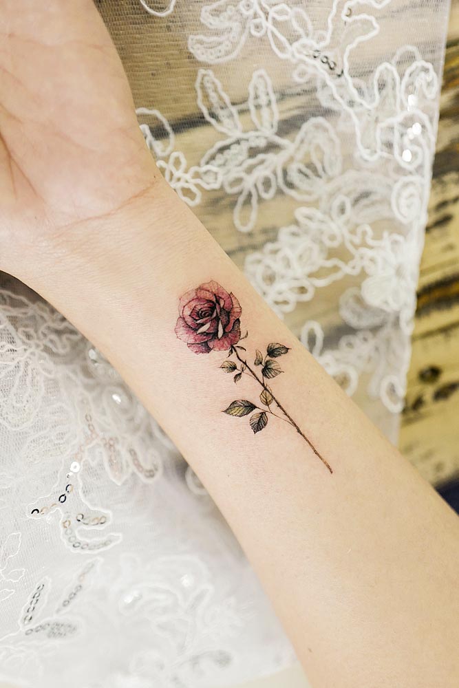 Single Rose Tattoo Design For Wrist #wristtattoo #singlerosetattoo