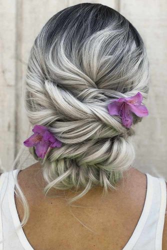 Twisted Updo With Flowers To Accentuate Your Beauty #blondehair #floralaccessory