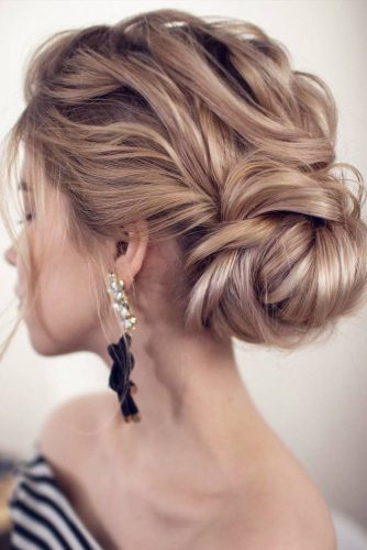 Classy Textured Updo With A Side Bun #sidebun #blondehair