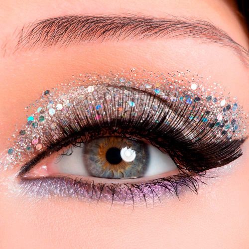 Heavy Eyeliner With Silver Glitter Makeup
