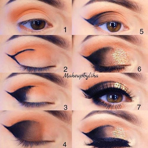 Smokey Almond Eyes Tutorial #smokeytutorial #goldsmokey