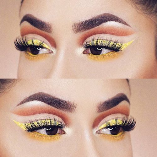 Yellow Eyeliner Makeup For Almond Eyes #yelloweyeliner #wings