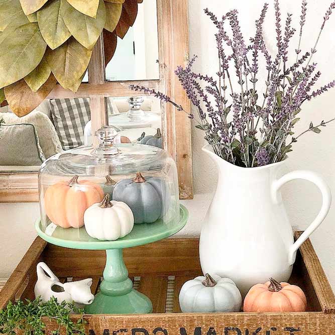 Display Fall Gourds Under Glass #prettyfalldecor #tinypumpkins