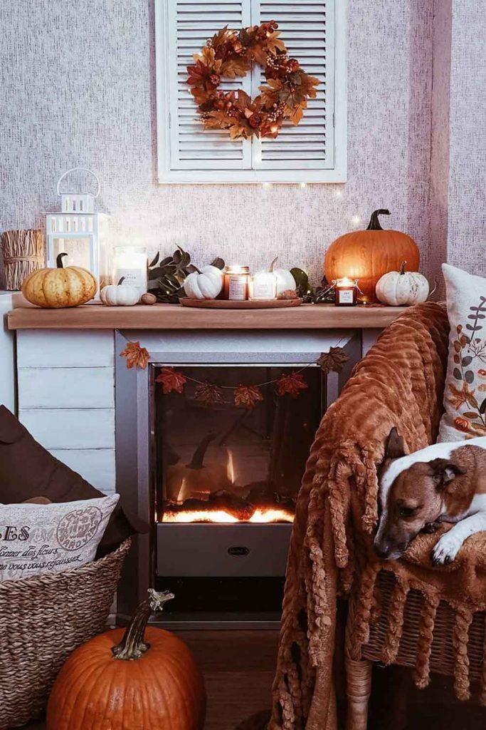 Fireplace Fall Decorations