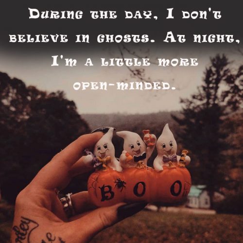 During the day, I do not believe in ghosts. At night, I'm a little more open-minded. #happyhalloween #funhalloweenquotes