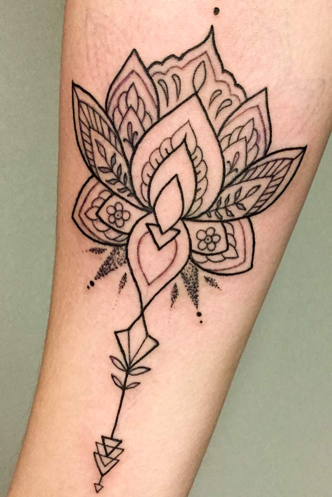 lotus mandala tattoo on forearm