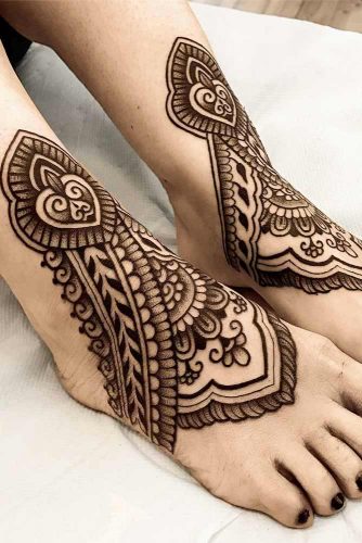 Feet Tattoo Design With Mandala Patterns #feettattoo