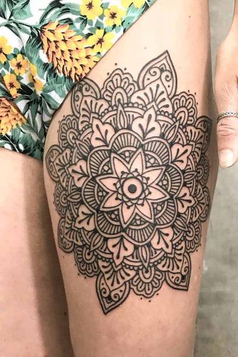 Beautiful Mandala Tattoo Design #legtattoo