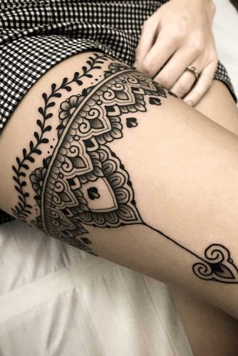 Beautiful Mandala Tattoo Design For Leg #legtattoo