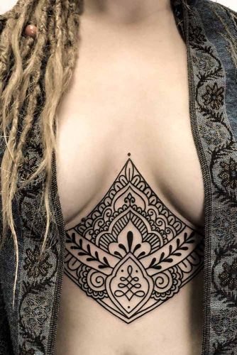 Underboob Tattoo Design With Mandala Patterns #underboobtattoo