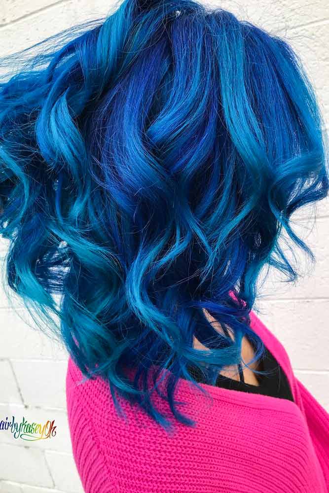 Cobalt Blue Mermaid Hair #bluehair #wavyhair