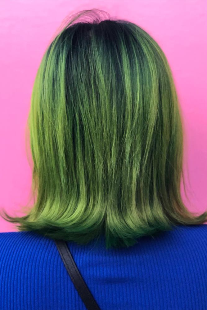 Medium Hair With A Sea Green Color #greenhair #seagreenhair